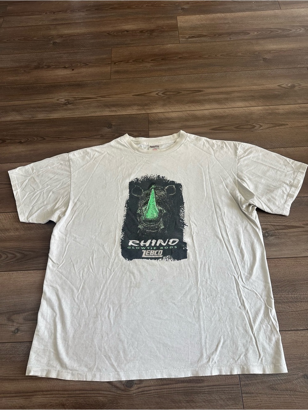 90s Vtg Zebco Rhino Glowtip Fishing Rods Graphic Tee - White Sz XL